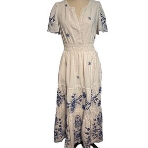 clementina eyelet maxi dress Anthropologie Clementina Eyelet Maxi Dress Size L